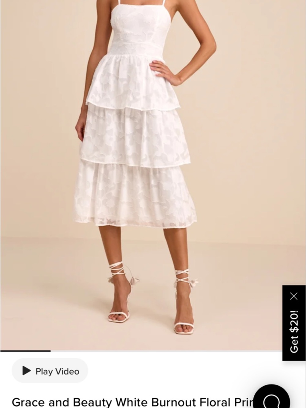 Lulu's White Burnout Floral Tiered Midi Dress